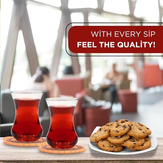 Turkish Tea Glass Set of 6, Small Clear Glass Tea Cups - Image 6