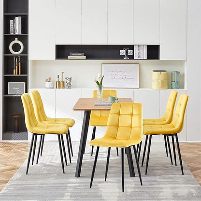 Set of 6 Upholstered Home Chair Armless Ergonomic Dining Chair with Back Design,Soft Cushion Living Room Chair with Metal Legs for Dining Room,Stores,Kitchen