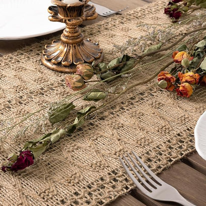 Boho Table Runner Summer Farmhouse Burlap Dining Dresser Scarf Home Decor | - Image 5