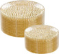 Rubtlamp 100Pcs Gold Glitter Plastic Plates, Heavy Duty Glitter Disposable by Rubtlamp