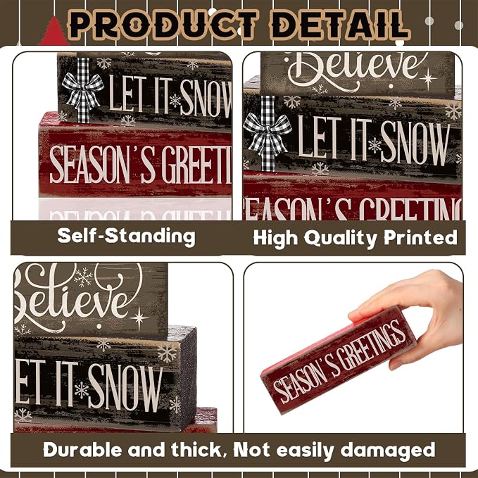 Moucuny 4 Pcs Christmas Table Decor Christmas Tree Centerpiece Rustic - Image 4