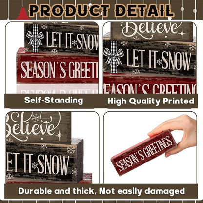 Moucuny 4 Pcs Christmas Table Decor Christmas Tree Centerpiece Rustic - Image 4