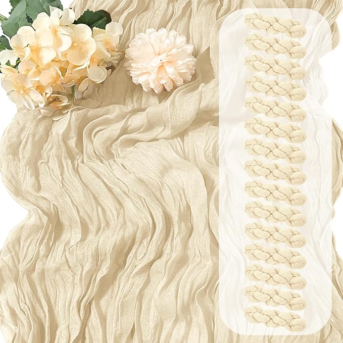 15 Pack Ivory Cheesecloth Table Runner 17 x 108 inch Cheese Cloth Table Runners by Yorcari