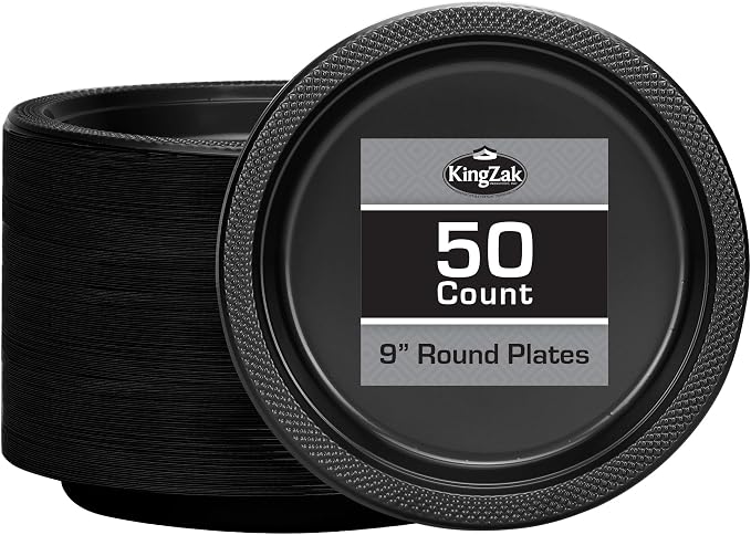 Black Plastic Plates 9 Inch by HannaKSignature