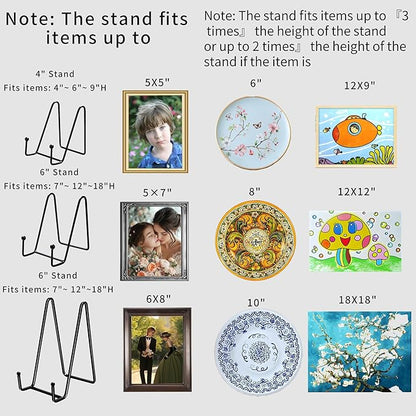 3 Pack 6" Metal Square Plate Stands for Display,Plate Holders Display Stands Can Be Used for Picture Stands,Book Stands for Display,Plate Display Stands,Easel,Photo Frame Stands,Plaque Stands,Desktop Stand.