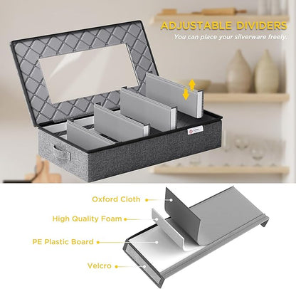 Silverware Storage Box, Hard Shell Flatware Organizer - Image 4