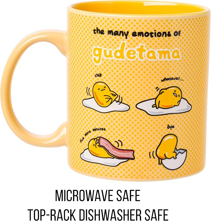 Silver Buffalo Sanrio The Many Emotions of Gudetama Lazy Egg Ceramic Mug - Image 3