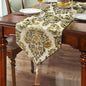 Large Dinner Table Runner Jacquard Chenille Floral Tablecloths Beige 120" | by HeMiaor