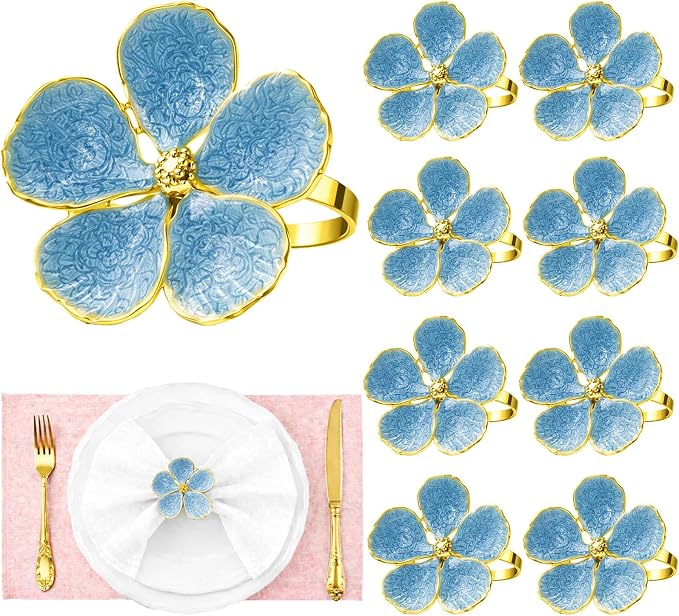 Flower Napkin Rings Set of 8, European Palace-Style Glaze, High-Temperature by Unknown