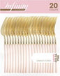 PlasticPro 20 Count Gold and Pink Plastic Dinner Forks Premium Quality Heavy Duty Disposable Elegant Silverware Two Tone Forks for Party
