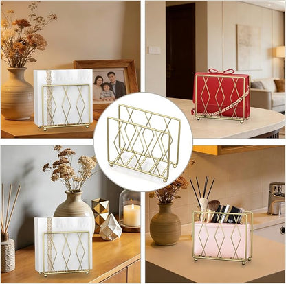 Gold Metal Napkin Holder for Table | Modern Upright Dispenser for Paper Napkins - Image 5