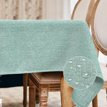 BALCONY & FALCON Rectangle Tablecloth Washable Wrinkle Resistant and Water Proof Table Cloth Decorative Linen Fabric Tablecloths for Dining Parties Kitchen Wedding Outdoor Use (Celadon Green, 55x95)