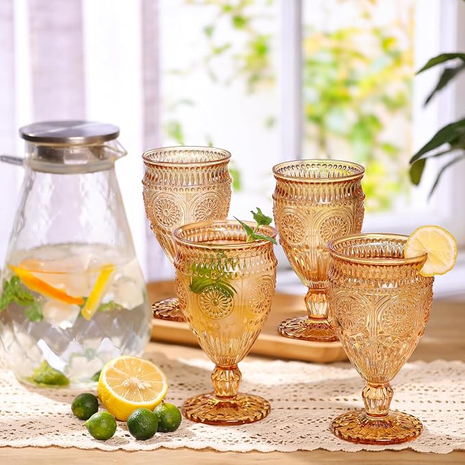 Darlion Goblets, Goblet Glasses, Amber Goblets, Vintage Wine Glasses 12oz | - Image 7