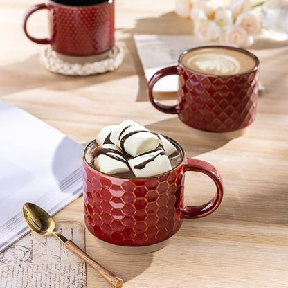 GBhome 15 OZ Stackable Coffee Mugs Set of 4, Ceramic Coffee Cups Set | 4 - Image 3