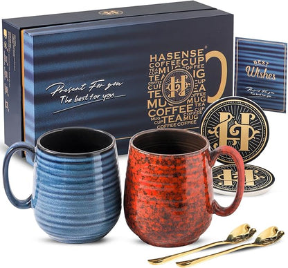 HASENSE Ceramic Coffee Mug Set of 2, 20 Oz Tea Cups by Hasense