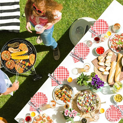 180Pcs Red Gingham Party Supplies Paper Plates and Napkins Serve 60 | - Image 6