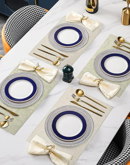 SUEH DESIGN Leather Placemats Set of 6 Reversible Table Mats Heat Resistant Waterproof No-Slip Place Mats for Dining Table Kitchen Parties