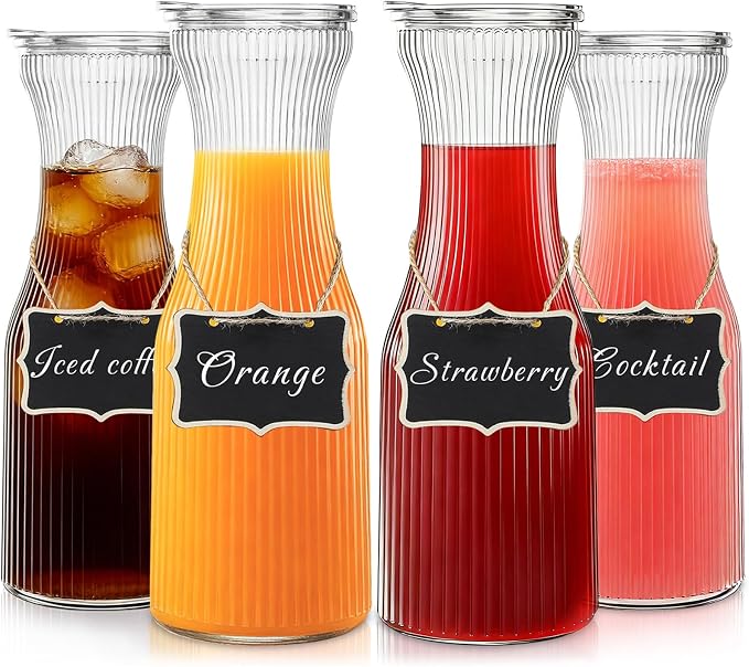 1 Liter Ribbed Glass Carafe by INSETLAN