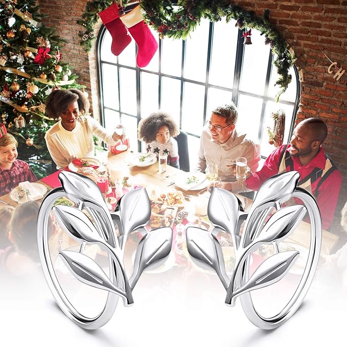 WILLBOND Leaf Napkin Rings Holders Fall Party Napkin Rings - Image 2