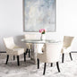 SAFAVIEH Home Collection - Lotus Flat Cream Faux Leather Dining Chair, Modern Nailhead Trim Accent Chair, Sturdy Black Legs (MCR4700B)