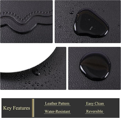 XINYUN Black Placemats Set of 6 Reversible Faux Leather Place Mat Wipeable Heat Resistant Non Slip Anti Oil Waterproof Eco-Friendly Table Mats Patio Placemats for Dining Table, Large