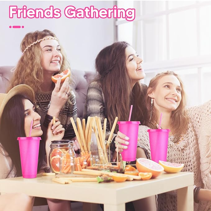 24 Pack Plastic Tumblers with Lids and Straw, Reusable Cups with Lids and - Image 5