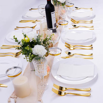 Bestluck 100PCS White Plastic Dinner Plates 10inch - Image 7