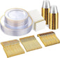 SUT 175 PCS Clear and Gold Plastic Plates, Plates Disposable Heavy Duty for 25 Guests, Disposable Plates for Party and Wedding, Party plates and Cups and Napkins Sets, Plastic plates Disposable