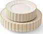 HEAVYWEIGHT Ivory Gold Scalloped Plastic Plates by byMadee