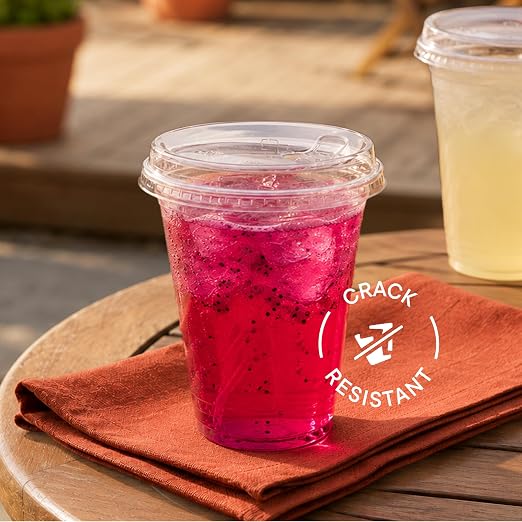 16 oz Clear Plastic Cups with Strawless Sip Lids - Image 6