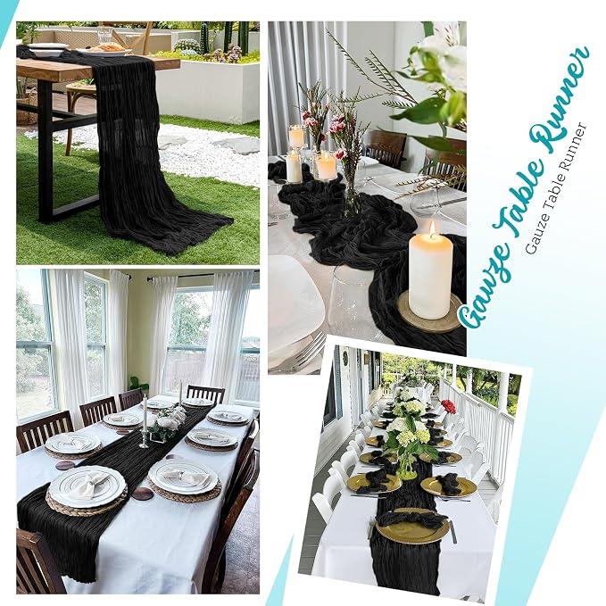 8 Pack Black Cheesecloth Table Runners 20x120 Inch Gauze Table Runner Cheese - Image 5