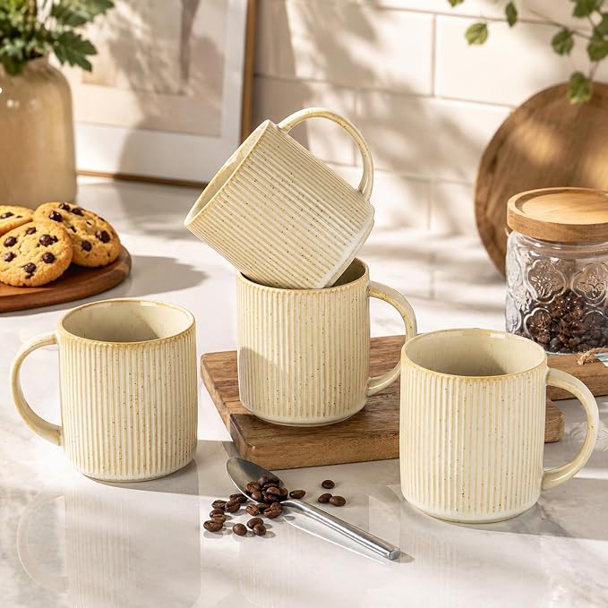 theterra Ceramic Coffee Mugs Set of 4, 14.2 oz Coffee Cups by TheTerra