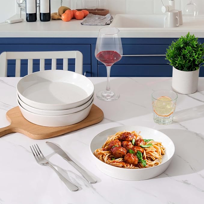 LIANYU 34oz Pasta Bowls, Ceramic Dinner Plate Bowls Set of 4 | 8.7’’ Wide - Image 7