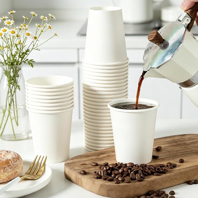 300 Pack 8 oz Paper Cups, Disposable White Hot and Cold Coffee Cups | Water - Image 6