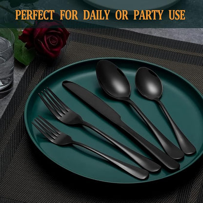 20 Pcs Black Silverware Set, Stainless Steel Flatware Set - Image 7