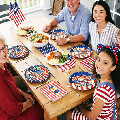 40Pcs Patriotic 4th of July Paper Plates and Napkins Set, 9 Inch Disposable - Image 6