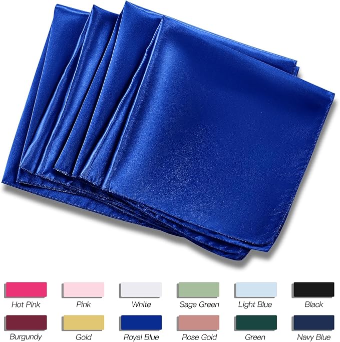 P Pothuiny 24 Pcs Royal Blue Satin Napkins 17 x 17 in, Satin Cloth Napkins | - Image 6
