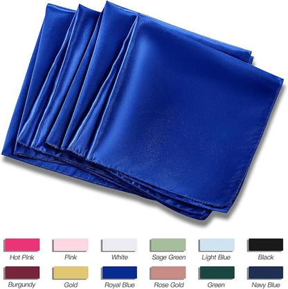 P Pothuiny 24 Pcs Royal Blue Satin Napkins 17 x 17 in, Satin Cloth Napkins | - Image 6