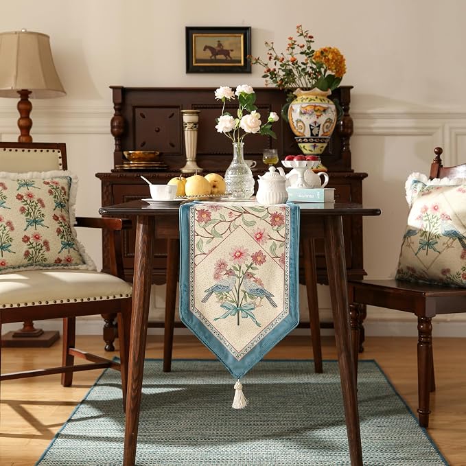 Patdrea Designer Elegant Velvet Table Runner, Colorful Floral Pattern, - Image 6