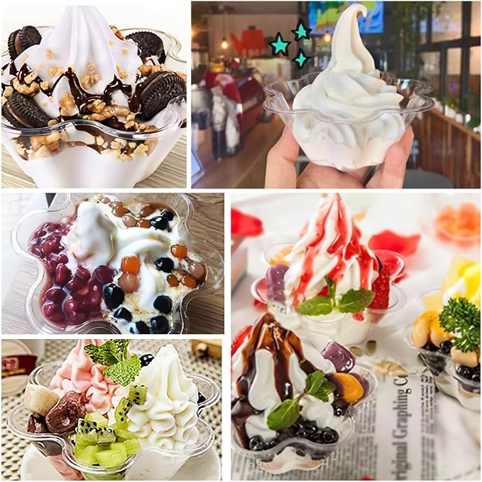 TOFLEN 8 oz Dessert Cups with Spoons, 100 Pack | Clear Plastic, Disposable - Image 5