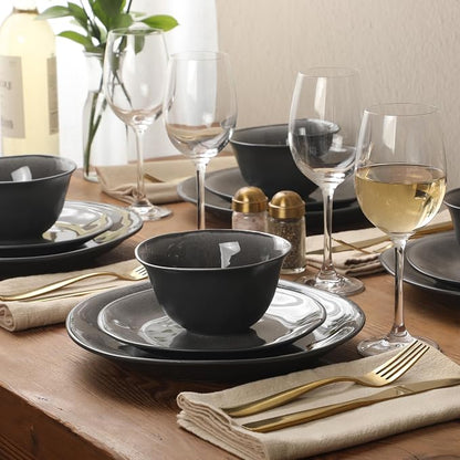 Gibson Elite Port Barton Plates and Bowls Sets, 12-Piece Stoneware Dinnerware - Image 3