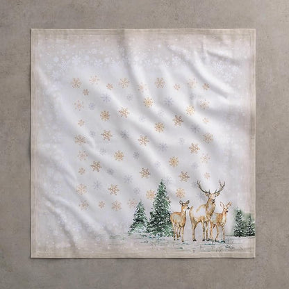 Maison d' Hermine Cloth Napkins Set of 4 100% Cotton for Thanksgiving Christmas Decorations Everyday Reusable Square Fall Napkins Cloth Washable Dinner Party (Deer in The Woods, 20"x20")