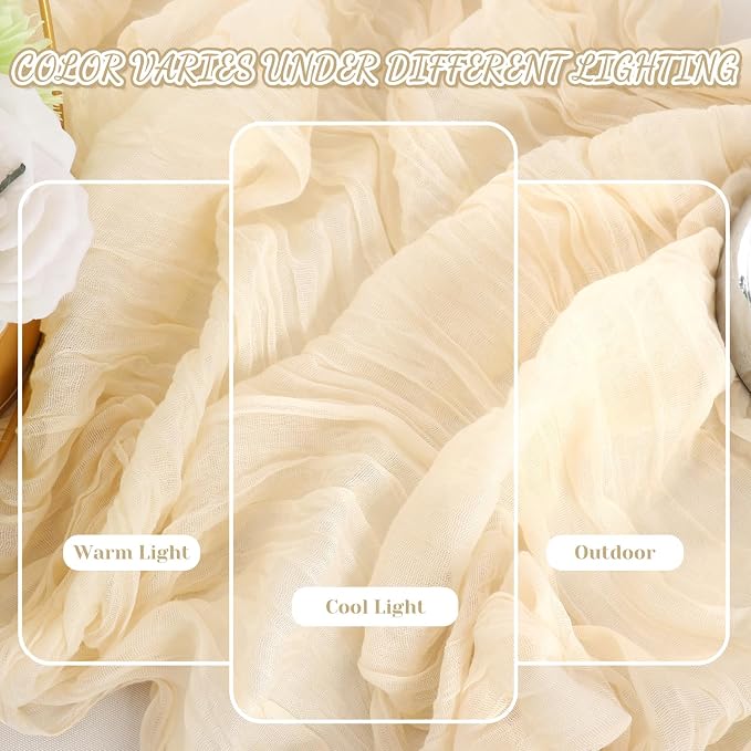 2 Pack Cheesecloth Table Runner, 120 Inch Beige Table Runner - Image 7
