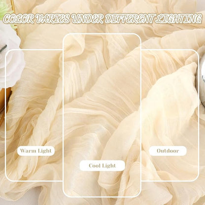 2 Pack Cheesecloth Table Runner, 120 Inch Beige Table Runner - Image 7