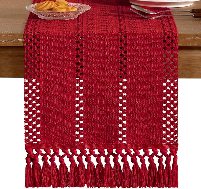 Boho Table Runner Summer Farmhouse Rustic Dining Dresser Scarf Home Decor | - Image 3