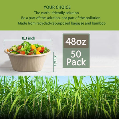 32 Oz Deep Disposable Bowl, Paper Bowls Disposable Heavy Duty Compostable Bowls - Image 2