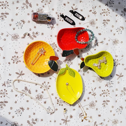 Ceramic Jewelry Tray, Pear Shaped Trinket Dish, Jewelry Organizer, Ring Holder, Decorative Bowl for Rings Earrings Necklaces Bracelet Jewelry Watch Keys, Gift for Sisters Daughter (Pear)