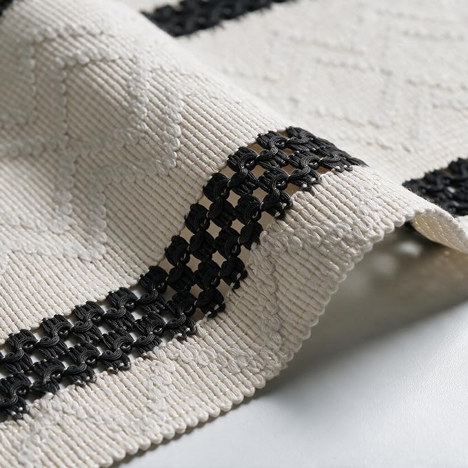 Artoid Mode Black Stripe Woven Rustic Table Runner 12x120 Inch | Holiday - Image 6