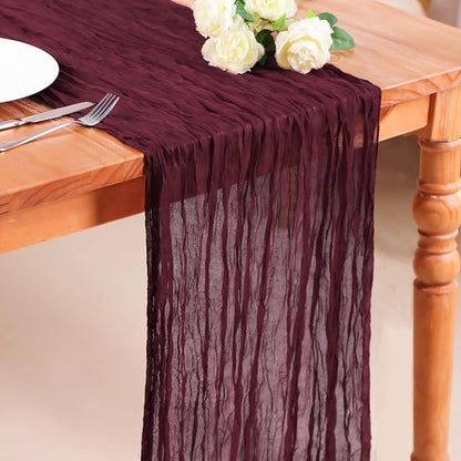 Snowkingdom Burgundy Red Easter Spring Table Runner, 10 Ft Cheesecloth Gauze by Snowkingdom
