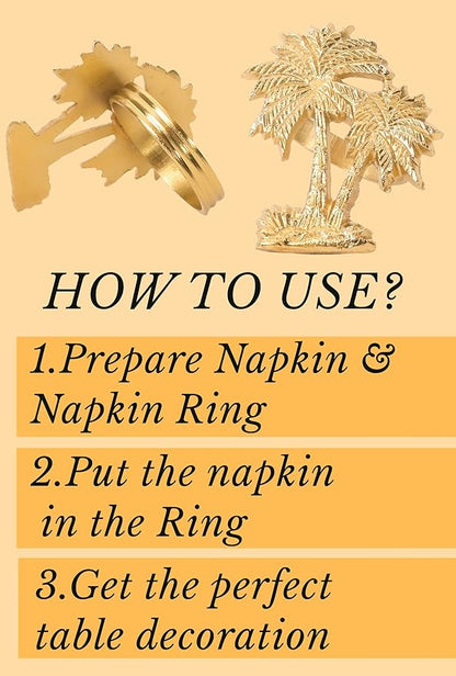 12-Piece Gold Metal Napkin Rings - Palm Tree Metal Napkin Rings Dinner Napkin Holder for Wedding Birthday Valentine's Day Christmas Party Dinner Table Décor - ALPHA Living HOME
